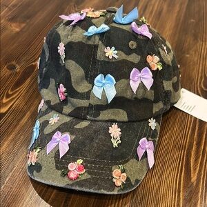 Floral Camouflage Bow Baseball Hat - NWT